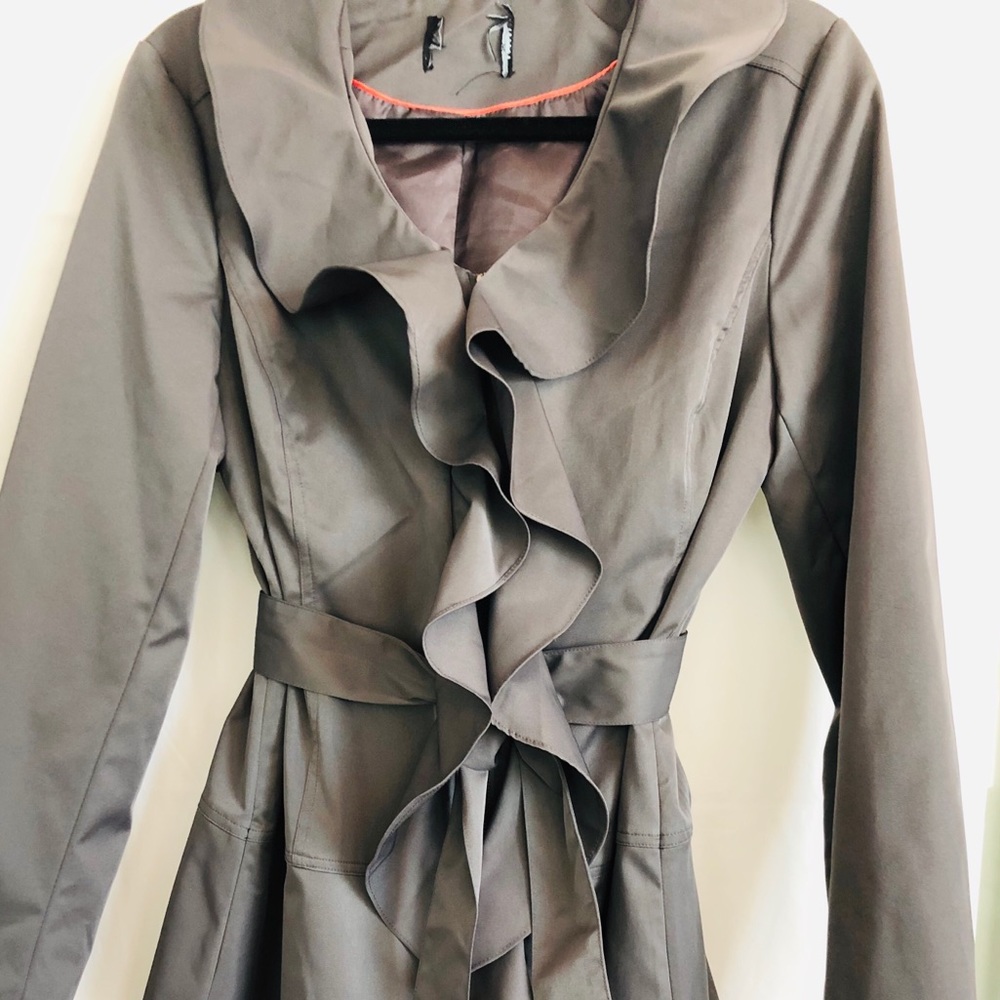CYNTHIA ROWLEY Ruffle Zip with Belt Coat